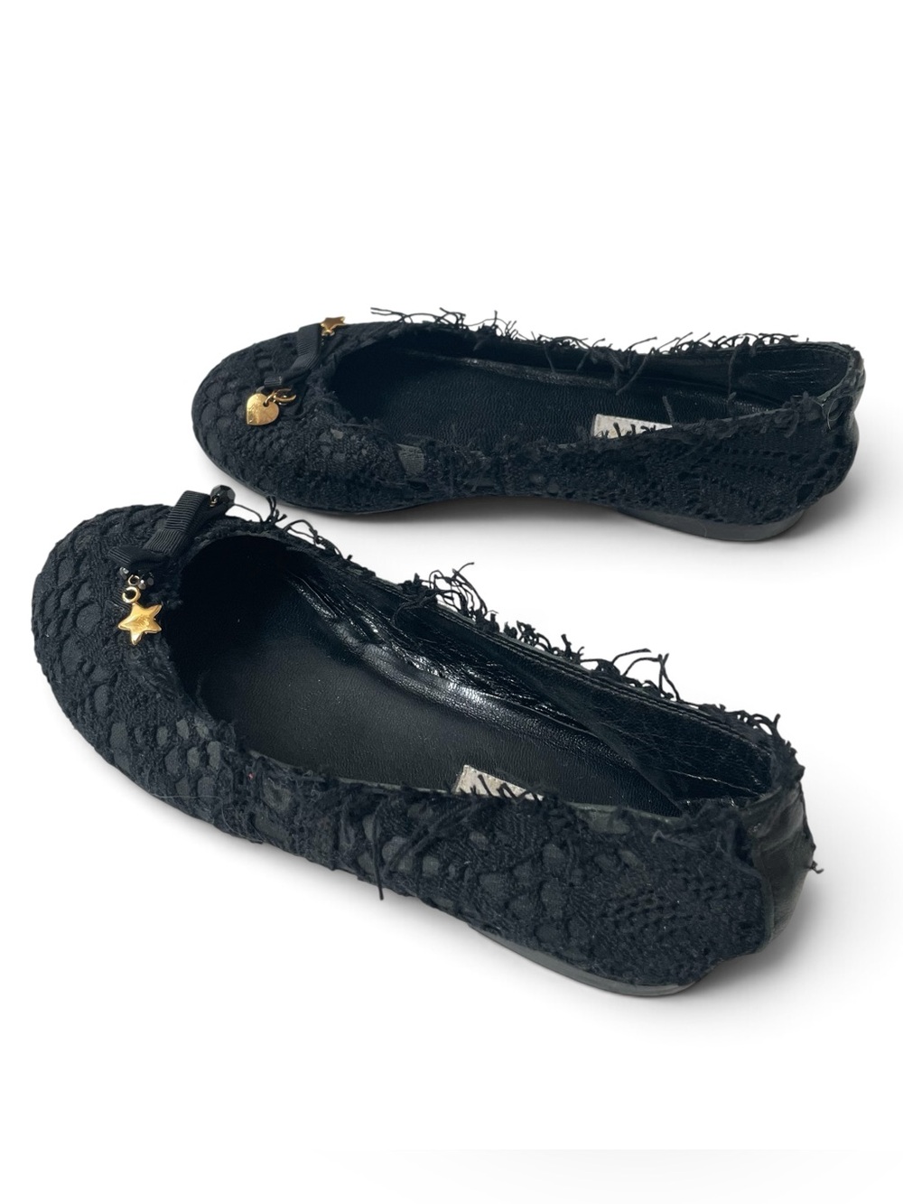 Dolce Gabbana Lace over leather girls ballerina flats 31 13US
